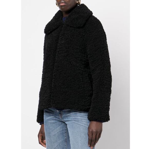 NWT APPARIS Tara Aviator Faux Shearling Jacket XL Black - Picture 4 of 9